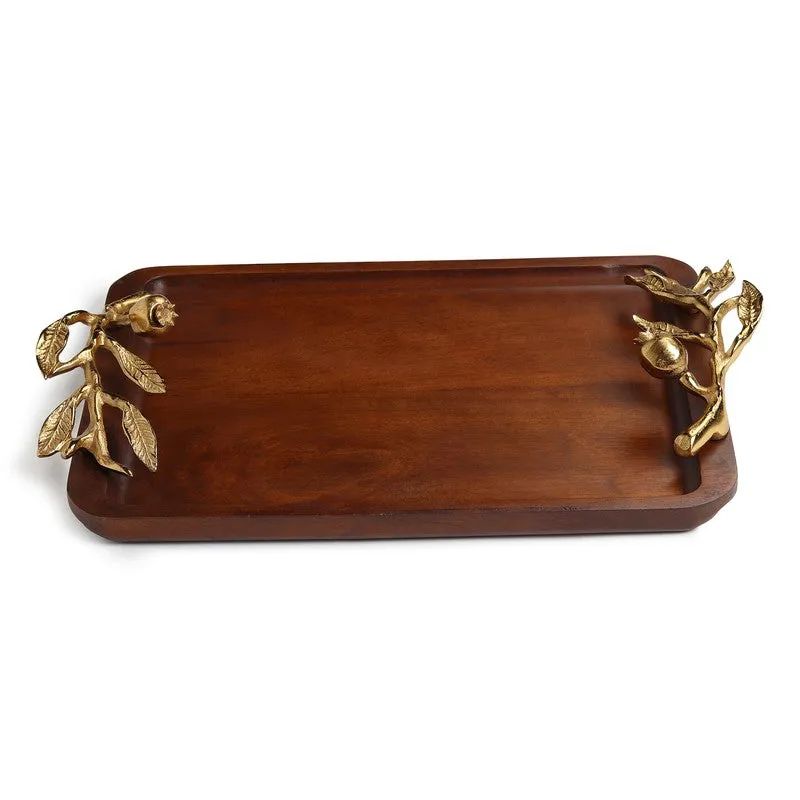 Nature Grain Wood Serving Tray - Gold,Brown media 4
