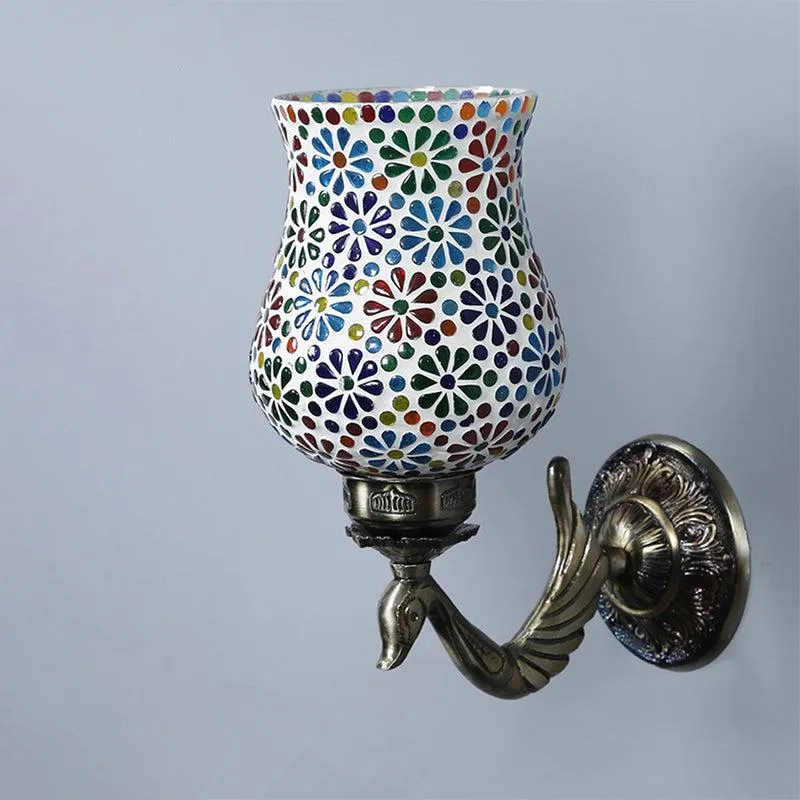 Ervo Retro Mosaic Glass & Metal Wall Lamp media 3