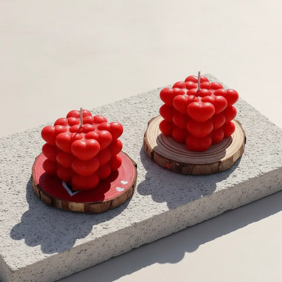 Bubbly Heart Jasmine Scented Candle - Set Of Two media 1