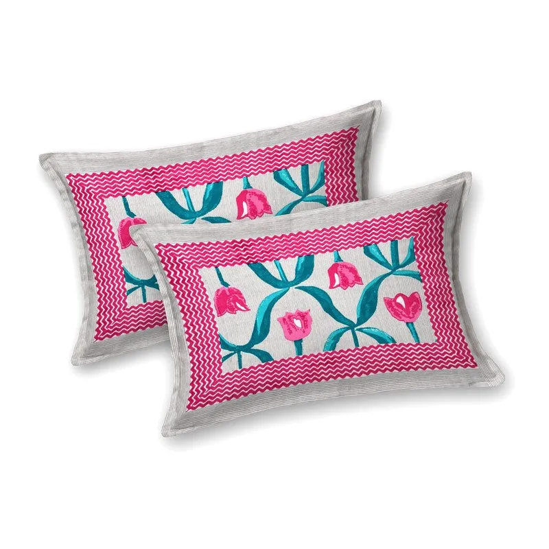 Patternus Cotton Bedsheet (Pink,Blue) - 240 TC media 4