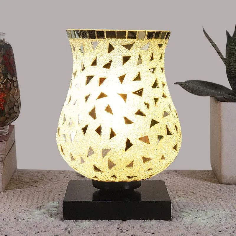 Elunor Mosaic Glass Table Lamp With Wooden Base - Multicolor media 2