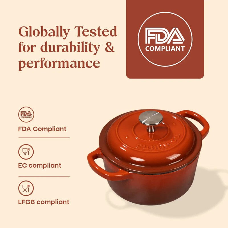 Cumin Co Enamel Cast Iron Cooking Pot (1200 mL) - Rust media 6