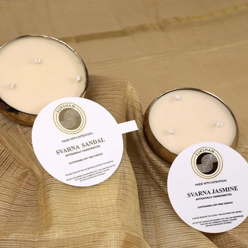 Enchanta Sandalwood and Jasmine Scented Candle - Set Of Two media 3