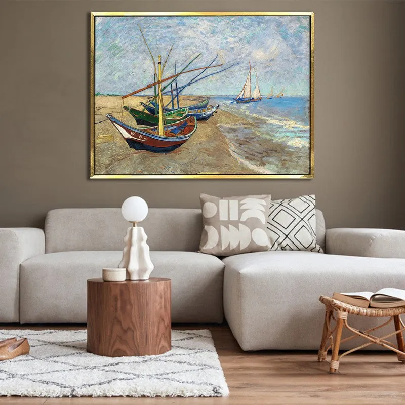 Seaside Mooring Canvas Wall Painting With Frame media 4