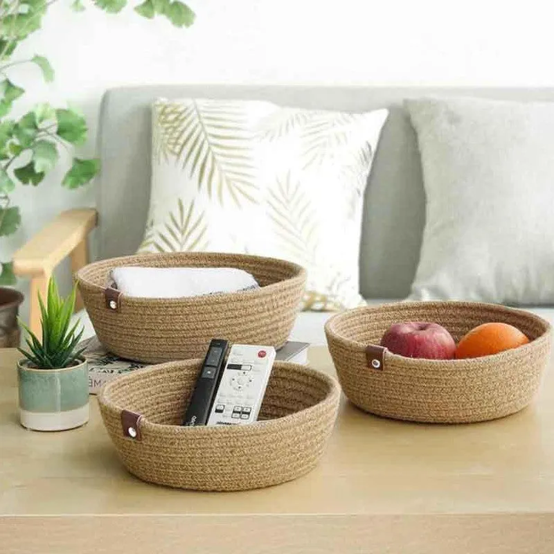 Latte Jute Storage Basket - Set Of Three media 1
