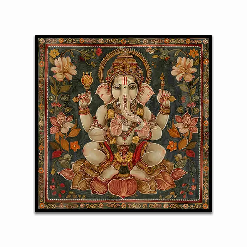 Regal Ganapati Canvas Wall Art With Frame media 5