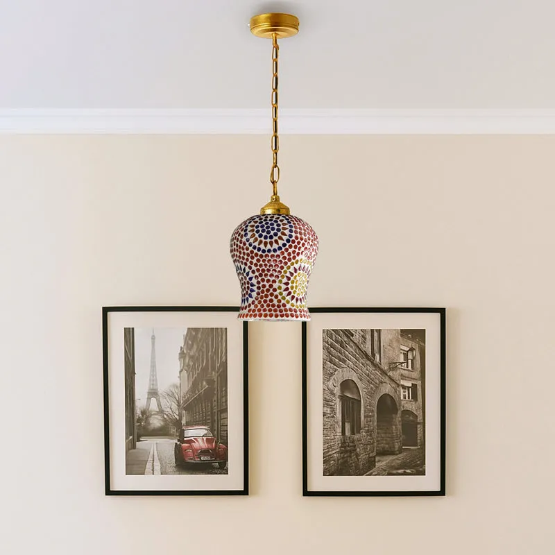Vibrant Mosaic Glass Ceiling Lamp media 3