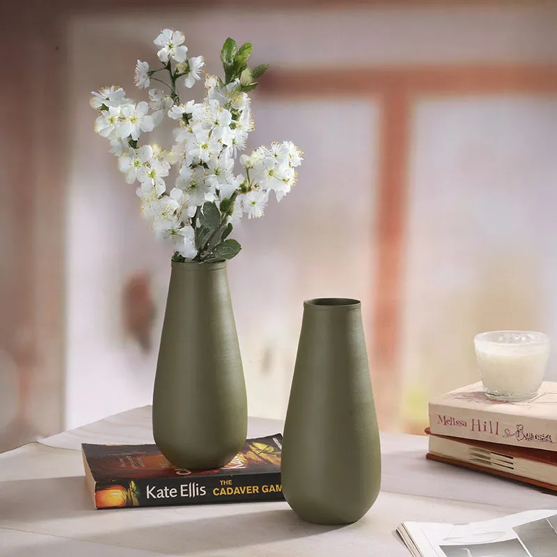 Areitha Metal Vase (Olive) - Set Of Two media 3