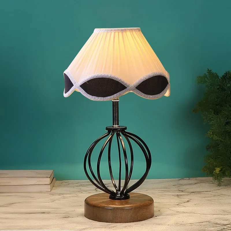 Aurilia Cotton Table Lamp With Wooden Base media 3