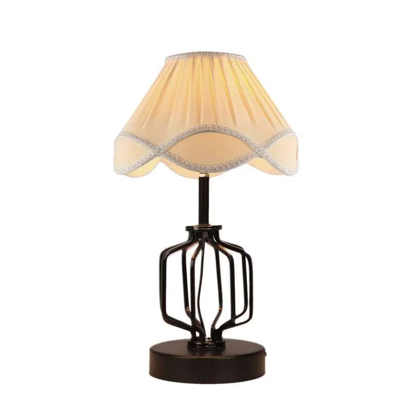 Vividwave Cotton Table Lamp With Wooden Base - Ivory media 7