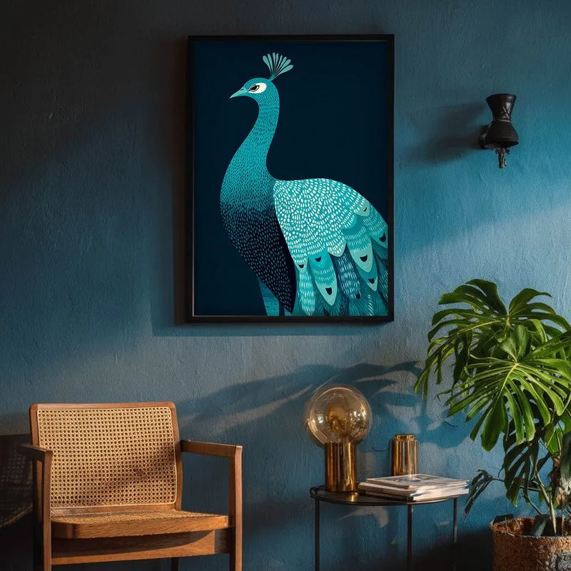 Elegant Peacock Canvas Wall Painting With Black Frame media 5