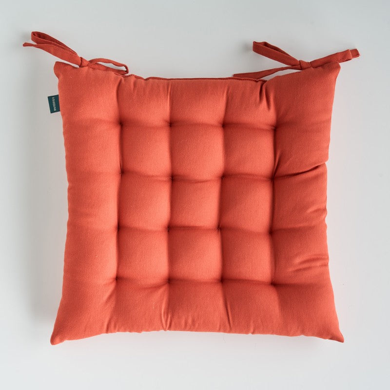 Savra Cotton Chair Pad (Orange) - Set Of Two media 4