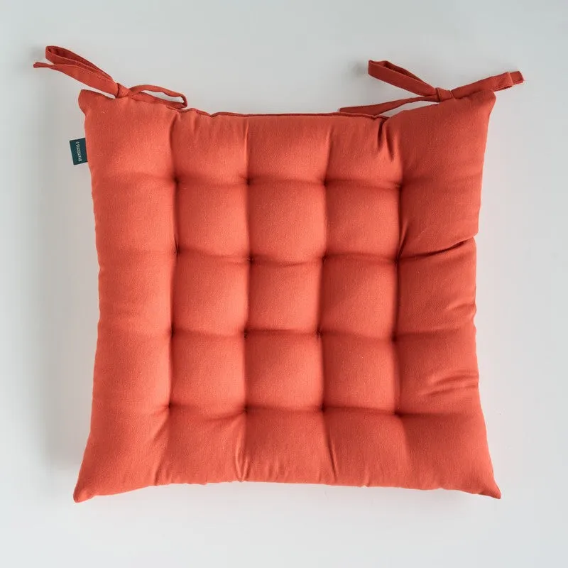 Savra Cotton Chair Pad (Orange) - Set Of Two media 4