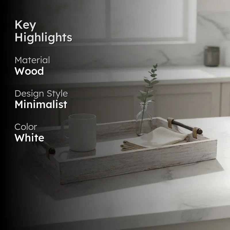 Driftwood Whitewashed Wooden Serving Tray media 2