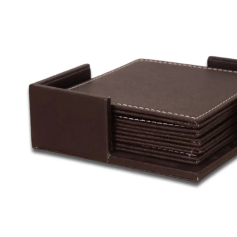 AarviDecor PureSurface Faux Leather Coaster - Seven Piece Set media 6