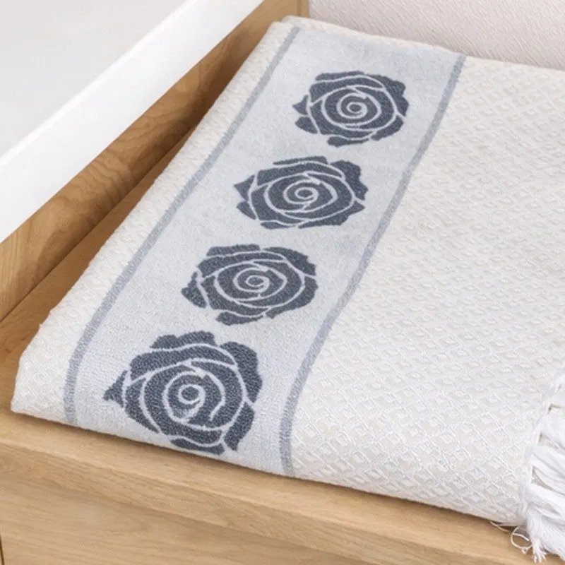 Rosette Cotton Bath Towel (Navy) - Set Of Two media 5