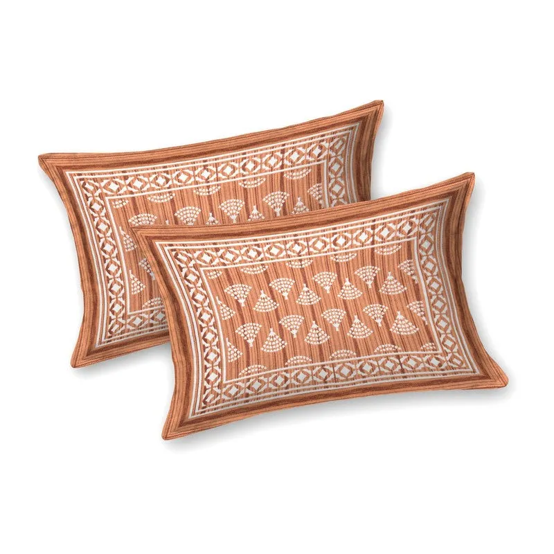Craftis Cotton Bedsheet (Rust,White) - 240 TC media 4