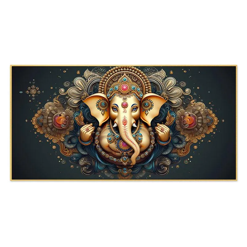 Vakratund Festive Wall Painting With Frame media 5