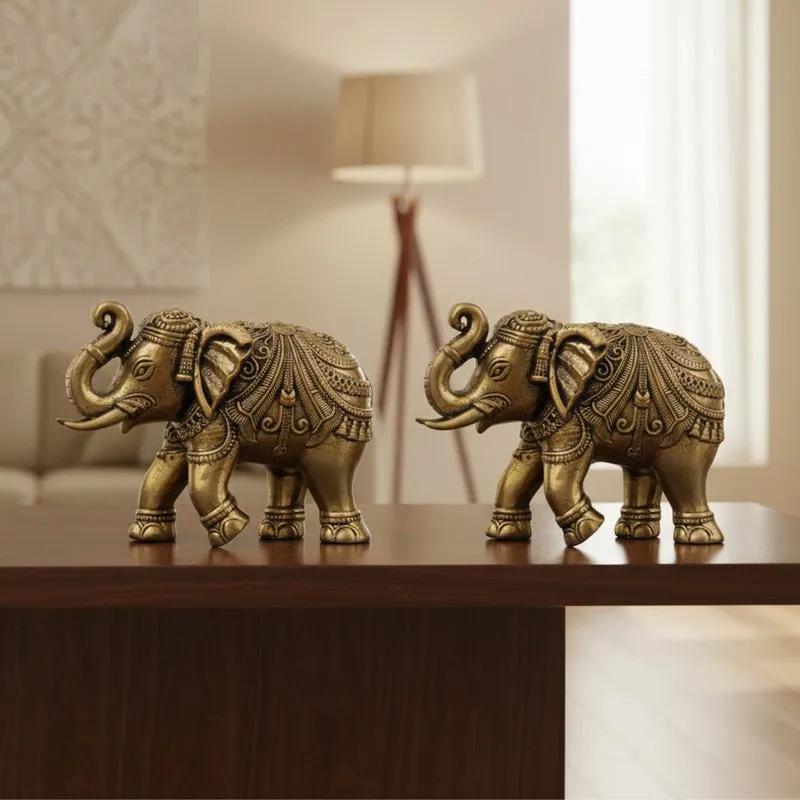 Divine Elephant Brass Showpiece - Set of Two media 3