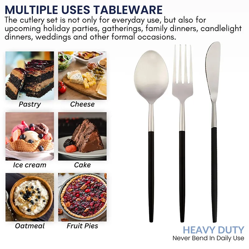Stirling Cutlery Set (Silver & Black) - Four Piece Set media 6