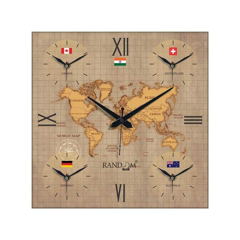 Around The World In 24 Hours Wall Clock - Brown media 3