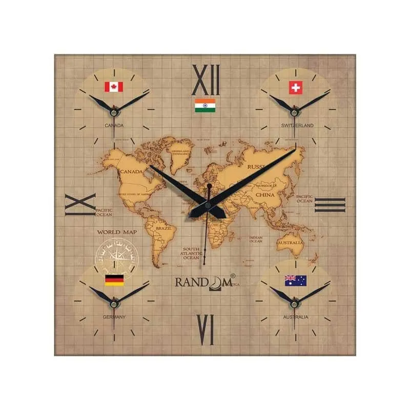 Around The World In 24 Hours Wall Clock - Brown media 3