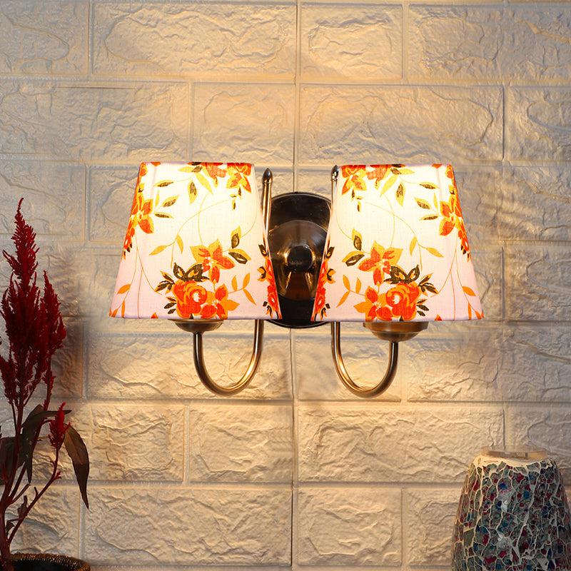 Veda Duo Ibis Flora Conical Fabric & Metal Wall Lamp