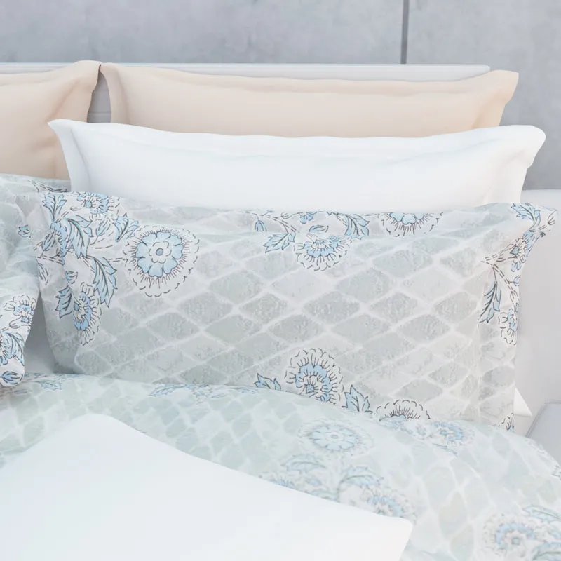 Marigold Fields Cotton Bedsheet (Grey) - 144 TC media 9