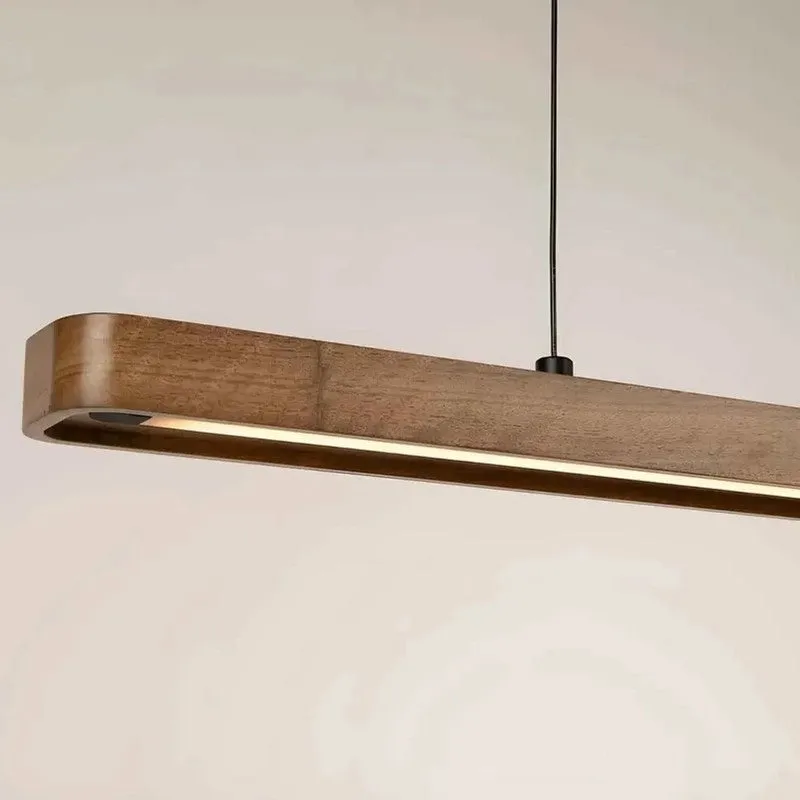 Slim LED Bar Teak Wood Ceiling Lamp media 4