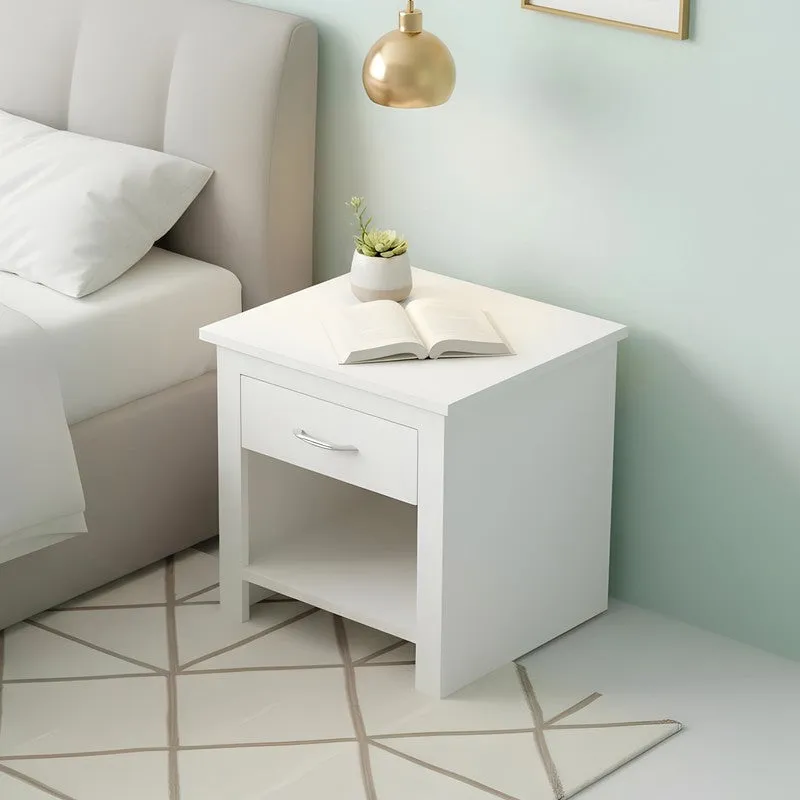 Tverix Sheesham Wooden Side & Bedside Table - White media 3