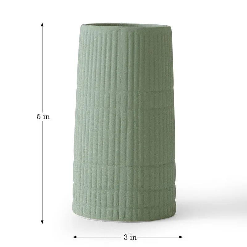 Sage Calm Ribbed Ceramic Vase media 7