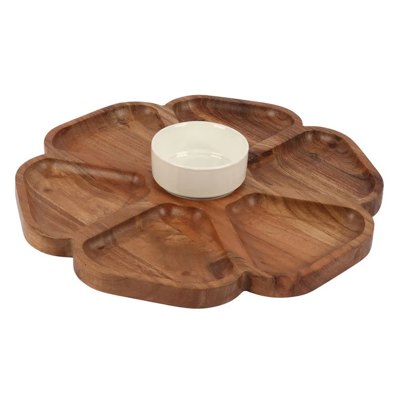 Wood Wave Dining (Wood,Ceramic) Platter - Two Piece Set media 8