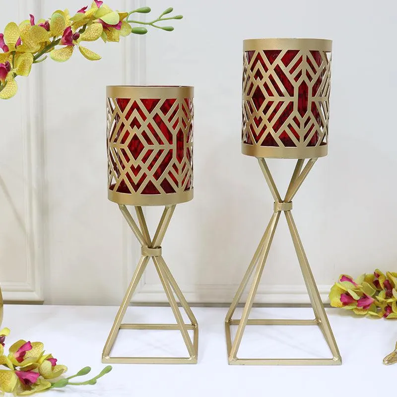 Stima Geometric Candle Holder (Gold) - Set Of Two media 3