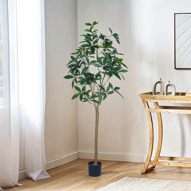 Frivala Artificial Chestnut With Black Plastic Pot - 5.6 Feet media 3