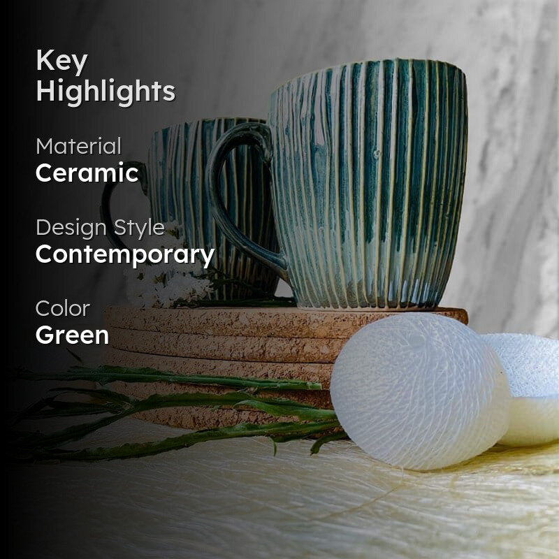 Hipashi-Mug-Green Coffee Mug (300 mL Each) - Set of Two media 2