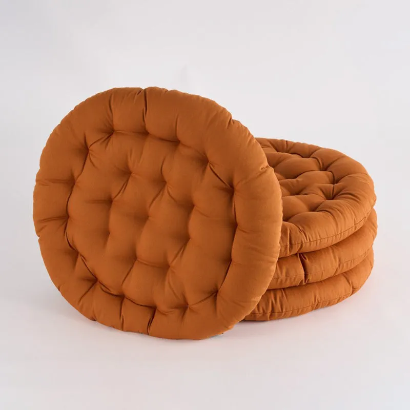 Fluffpod Solid Cotton Floor Cushion (Brown) - Set Of Four media 2