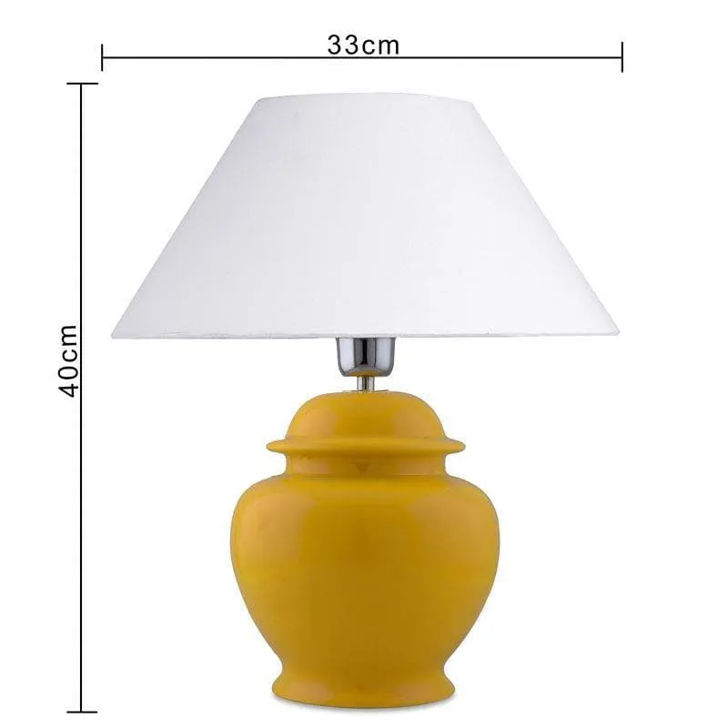 Fancy Ceramic Table Lamp With Conical Shade - Yellow,White media 5