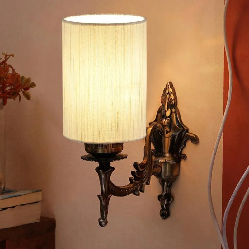 Vista Edrel Cylindrical Fabric & Metal Wall Lamp - Off White media 1