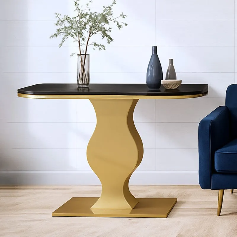Curvy Metal Console Table with Marble Top (Gold) - Medium media 6