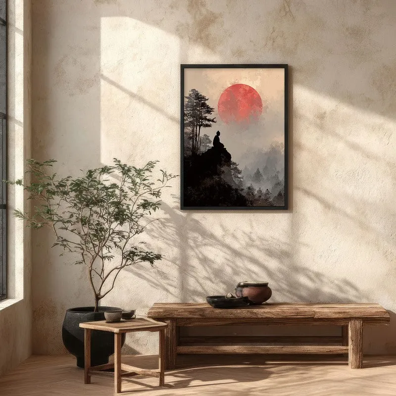 Crimson Sun IV Over Silent Peaks Wall Painting With Black Frame media 4
