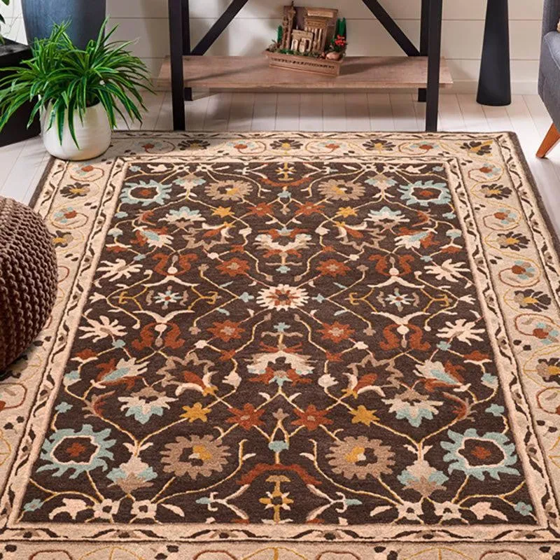 Ahriman Hand Tufted Ethnic Wool & Nylon Carpet - Brown media 4