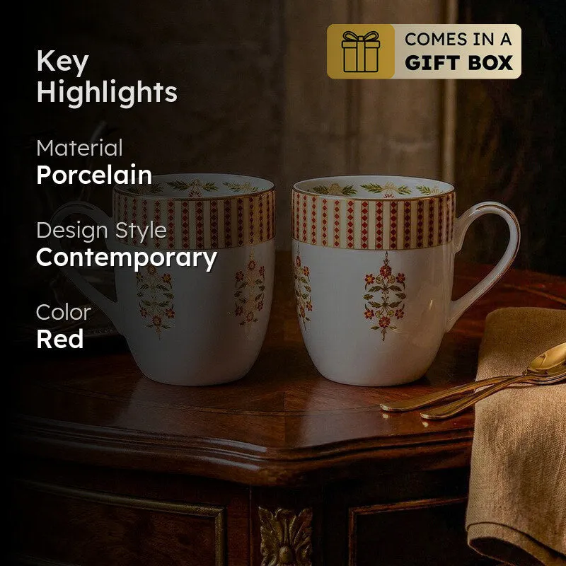 Gilded Coupe 24k Gold Brushed Porcelain Coffee Mug(280 mL Each) - Set Of Two media 2
