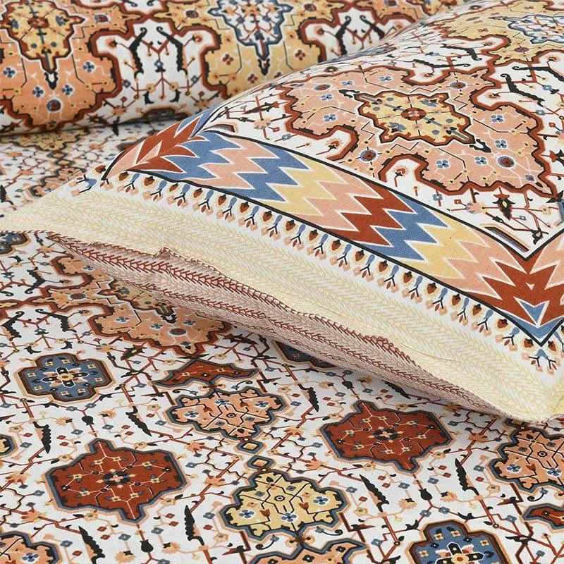 Baneeta Ethnic Bedshhet - Orange & Yellow Cotton Bedsheet - 180 TC media 3