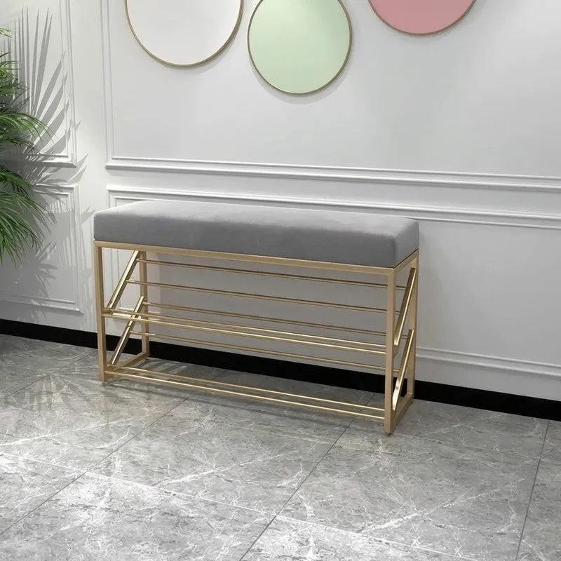 Adjustable Metal Shoe Rack - Gold,Grey media 4
