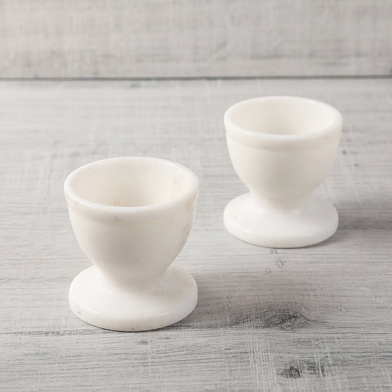 Stone Nest Marble Egg Cup (White) - Set Of Two media 4