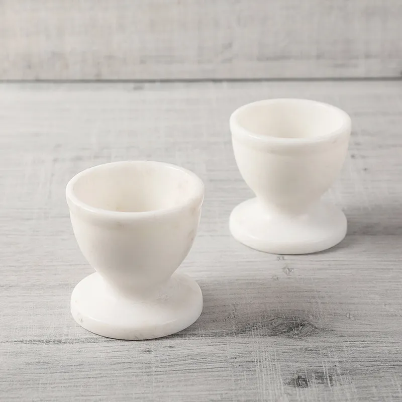 Stone Nest Marble Egg Cup (White) - Set Of Two media 4