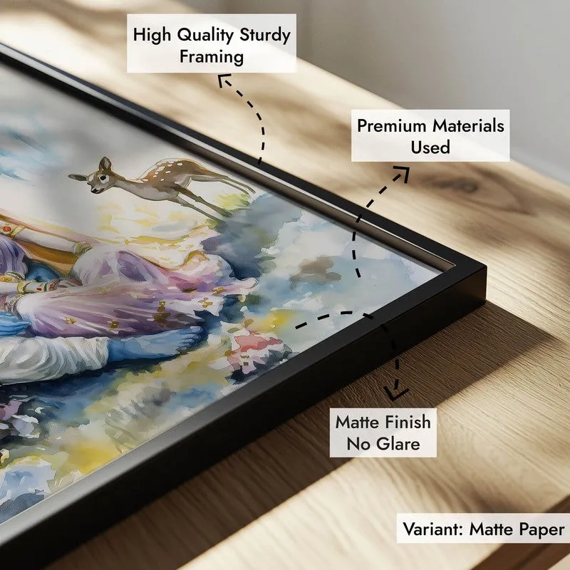 Janaki Rama Spiritual Archival Paper Wall Painting With Frame - Black media 7