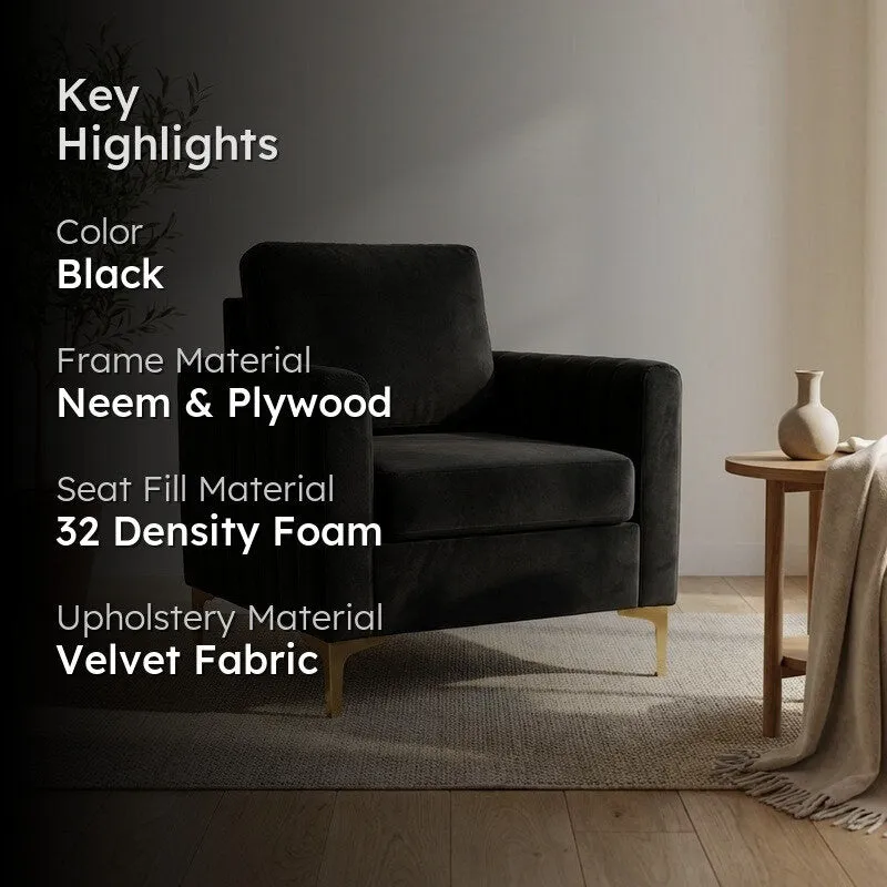 Baseo Neem Wood Accent Chair - Black media 2