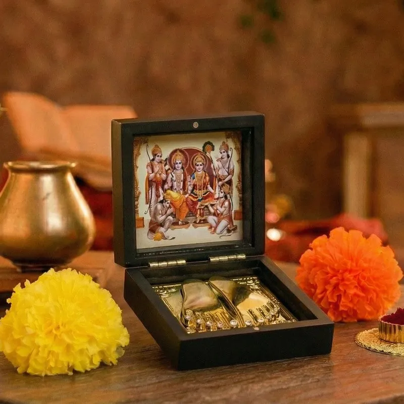 Divine Ram Darbar Charan Paduka Brass Idol media 3