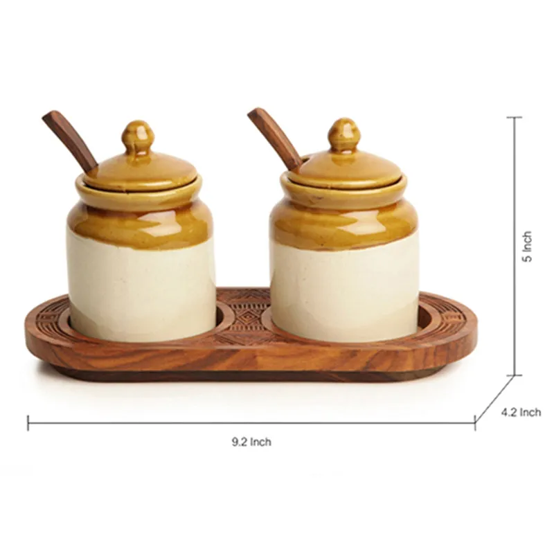 Bharani Handglazed Ceramic Jar Set (230 mL Each) - Five Piece Set media 8